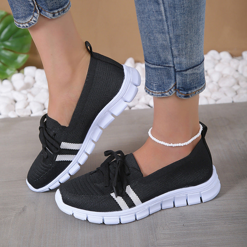 Niedrige Slipper Damen – Hübsche Schnürschuhe aus Strick für Alltag und Freizeit
