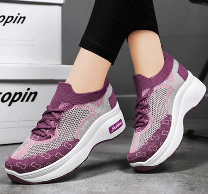 Laufschuhe Damen – Flyknit Sockensneaker mit dicker ergonomischer Sohle