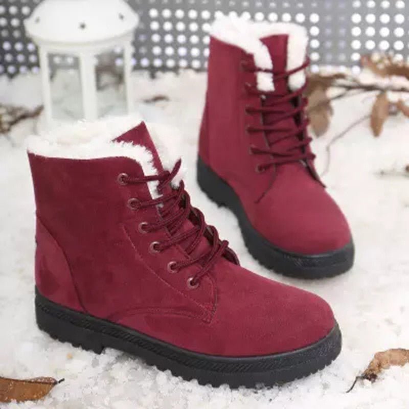 Winterstiefel Damen – Warm gefütterte Fellstiefel mit Schnürsenkeln für kalte Tage