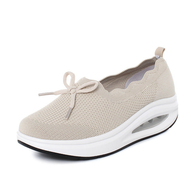 Ergonomische Damenschuhe – Bequeme Knit Air Schuhe mit dicker Sohle und Schleife