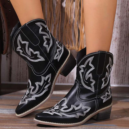 Cowboy-Stiefel Damen – Bestickte Lederstiefel für Freizeit und Westernlook