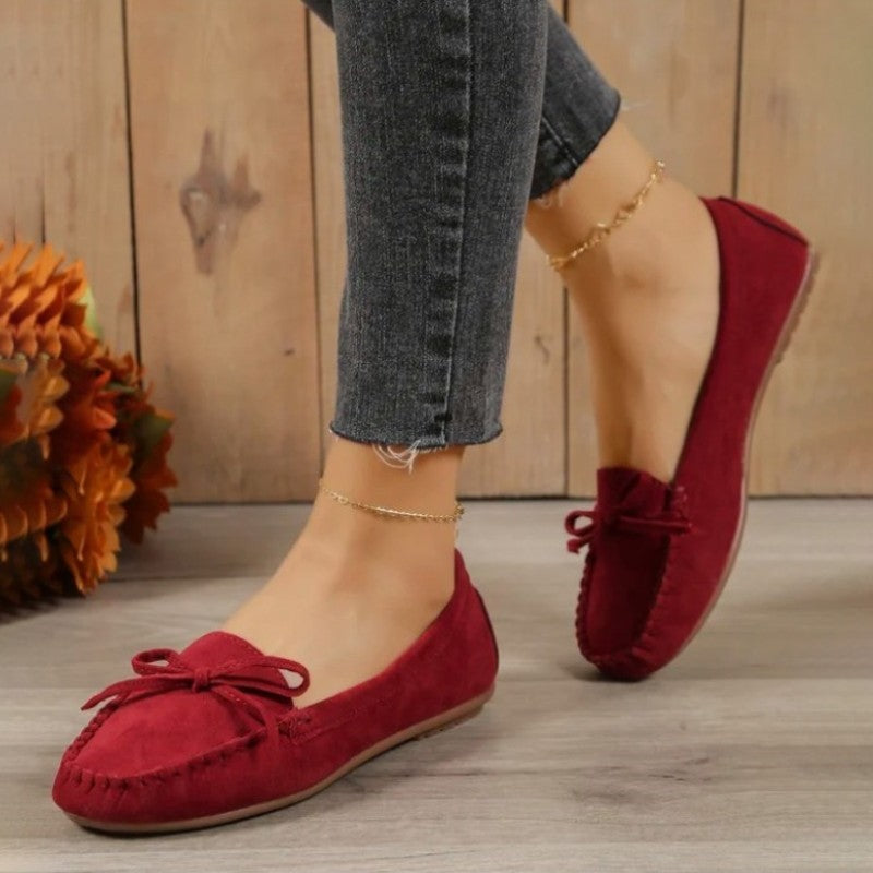 Stylish Loafers for Women – Elegant Bow Detail Slip-On Shoes for Occasions
