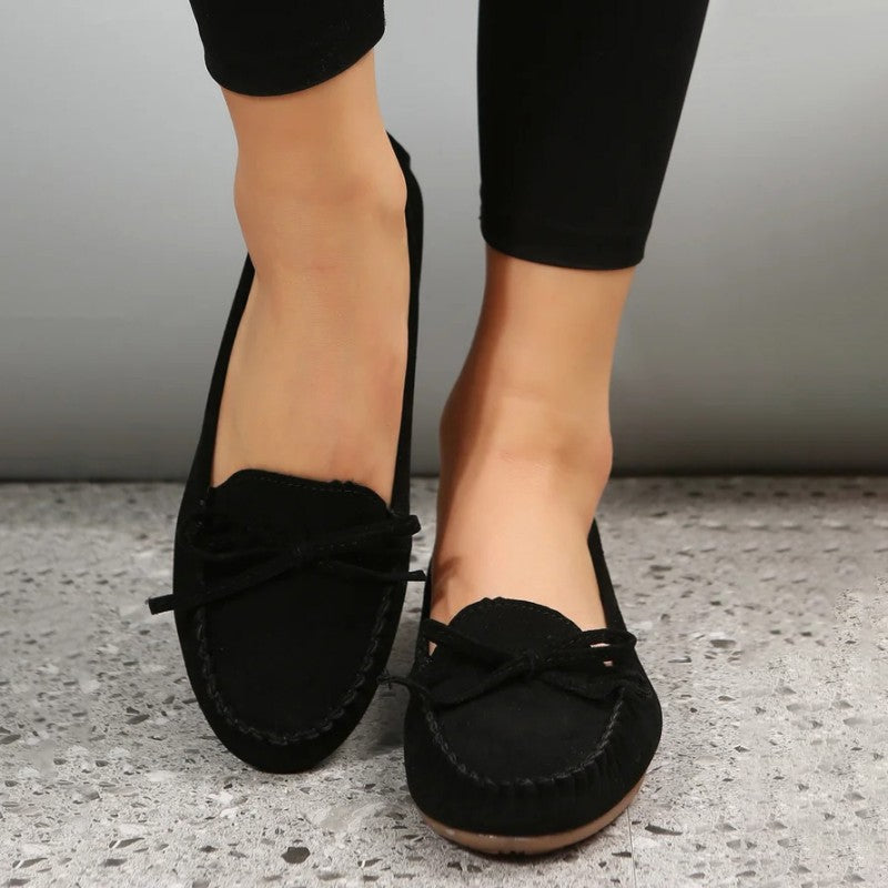Stylish Loafers for Women – Elegant Bow Detail Slip-On Shoes for Occasions