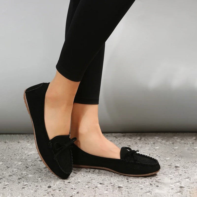 Stylish Loafers for Women – Elegant Bow Detail Slip-On Shoes for Occasions