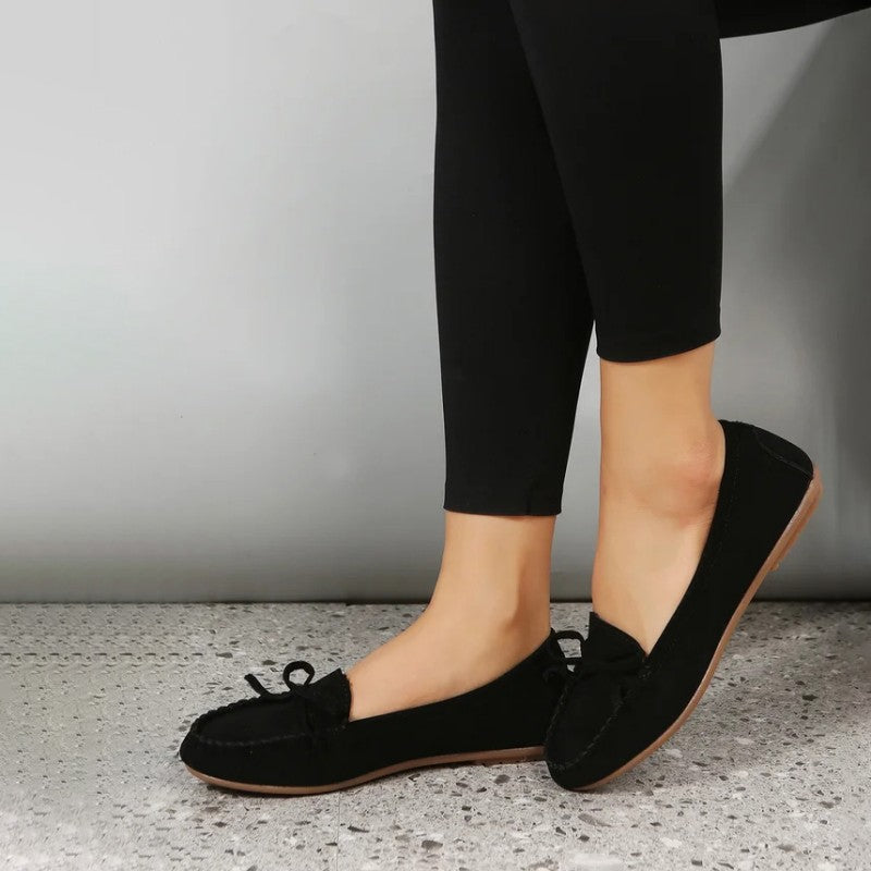 Stylish Loafers for Women – Elegant Bow Detail Slip-On Shoes for Occasions