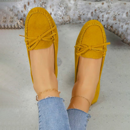 Stylish Loafers for Women – Elegant Bow Detail Slip-On Shoes for Occasions