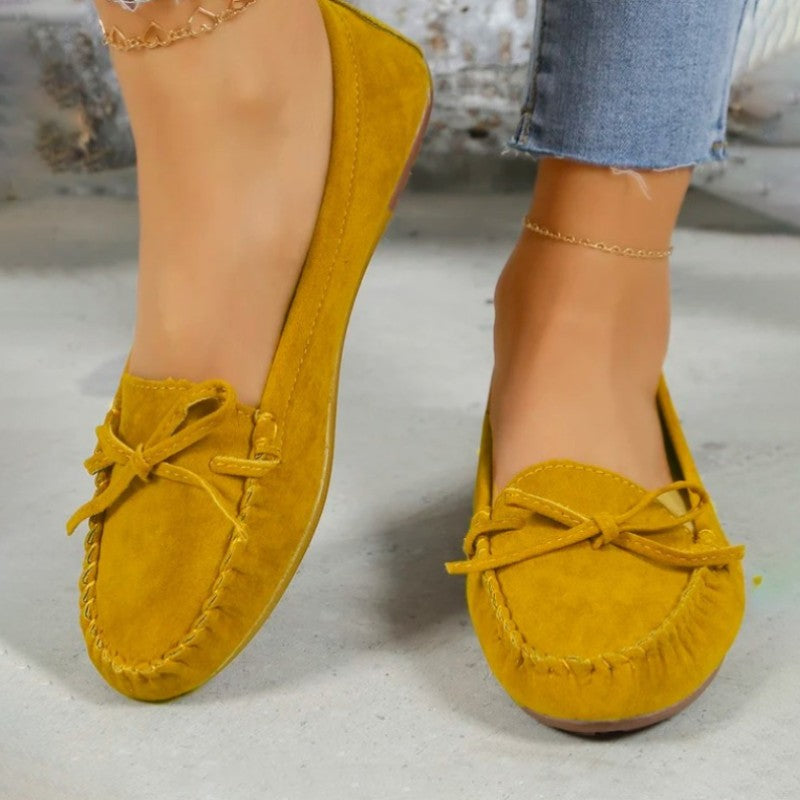 Stylish Loafers for Women – Elegant Bow Detail Slip-On Shoes for Occasions