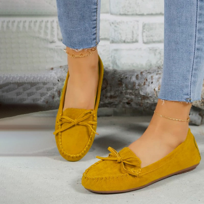 Stylish Loafers for Women – Elegant Bow Detail Slip-On Shoes for Occasions
