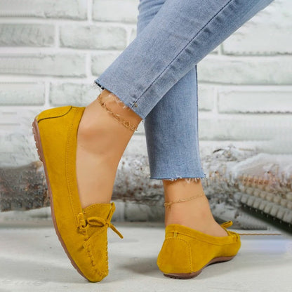 Stylish Loafers for Women – Elegant Bow Detail Slip-On Shoes for Occasions
