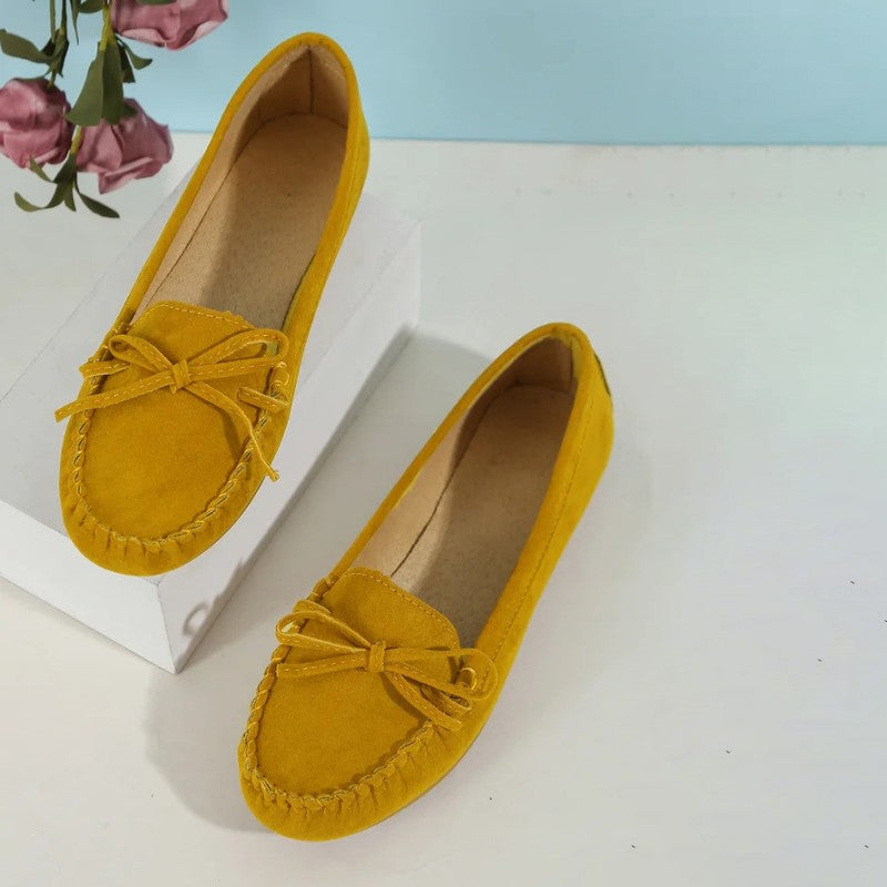 Stylish Loafers for Women – Elegant Bow Detail Slip-On Shoes for Occasions
