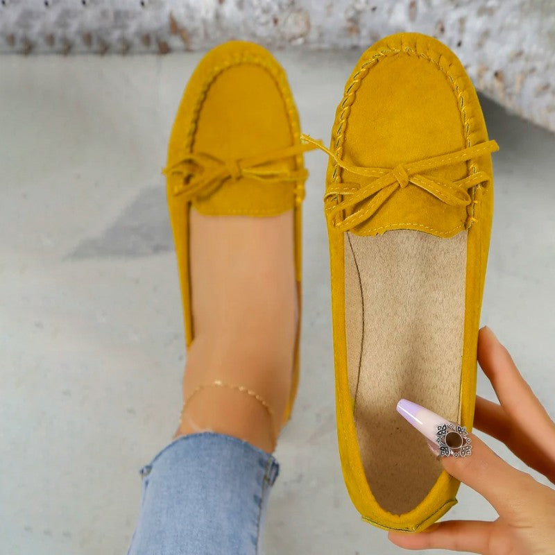 Stylish Loafers for Women – Elegant Bow Detail Slip-On Shoes for Occasions