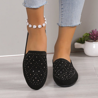 Mules Damen – Luxuriöse flache Mules mit Strassdetails für elegante Anlässe