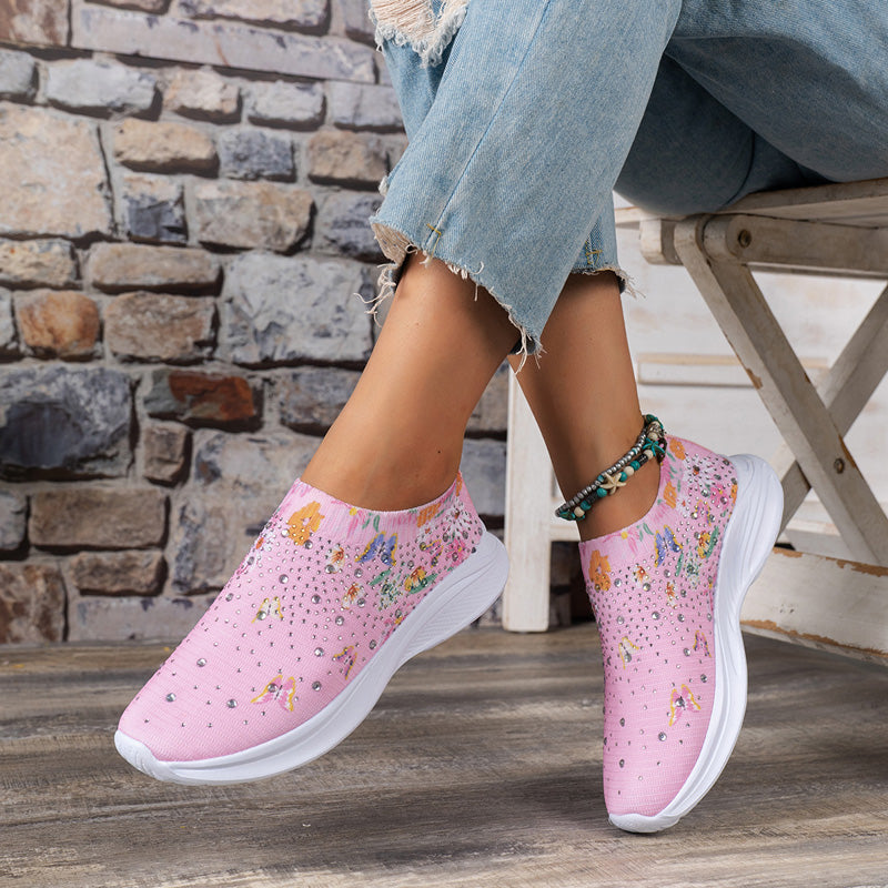 Damen Slipper Sneakers – Bequeme Schuhe mit Schmetterlingsdruck für Alltag