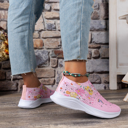 Damen Slipper Sneakers – Bequeme Schuhe mit Schmetterlingsdruck für Alltag