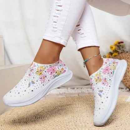 Damen Slipper Sneakers – Bequeme Schuhe mit Schmetterlingsdruck für Alltag