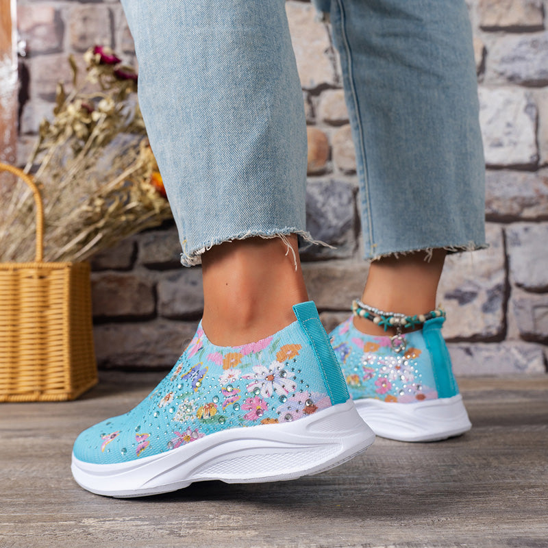 Damen Slipper Sneakers – Bequeme Schuhe mit Schmetterlingsdruck für Alltag