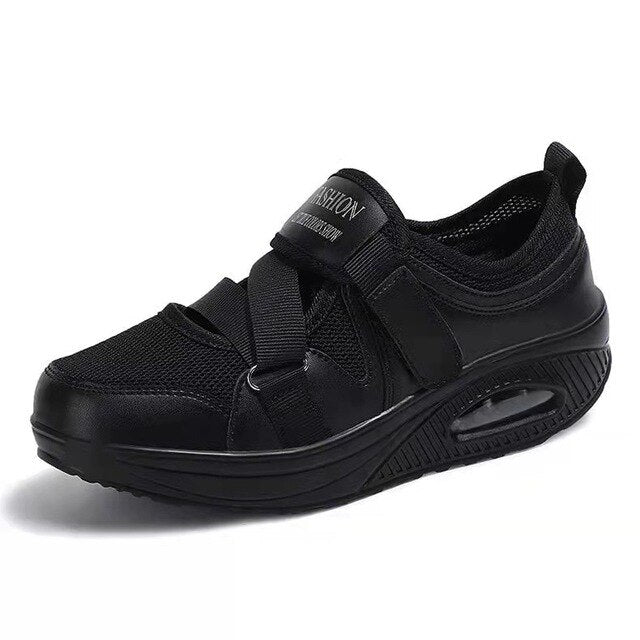 Leichte Damen Schuhe – Ergonomische Slip-On mit Klettverschluss für Komfort