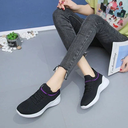 Women's Sneakers – Breathable Athletic Shoes with Thick Heel for Comfort