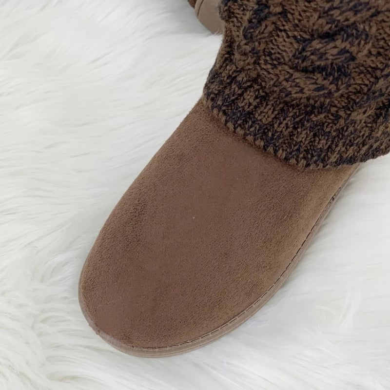 Winterstiefel Damen – Stylische warme Stiefel mit Strickbund für kalte Tage