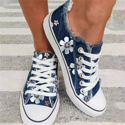 Niedrige Sneaker Damen – Hübsche Blumenmuster Sneakers für Alltag und Freizeit